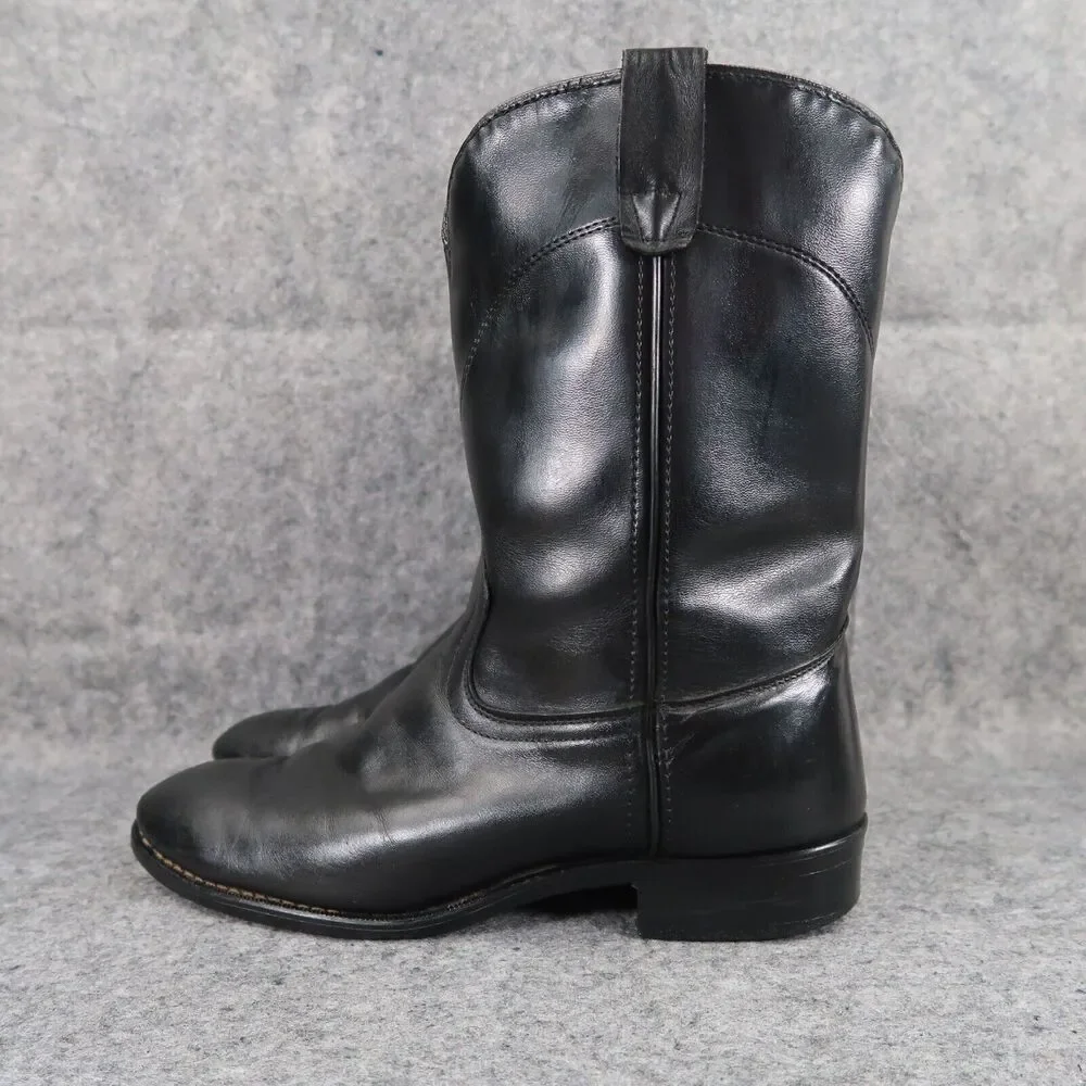 Laredo Boots Kids 5 Western Cowboy Roper Vintage Leather Black Round Toe Classic